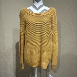 ROXY MUSTARD YELLOW CABLE KNIT SWEATER, Size S